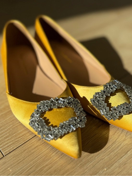 Rupert Sanderson Shoes - Rupert Sanderson Elegant Amber Flats with Crystal Wreath